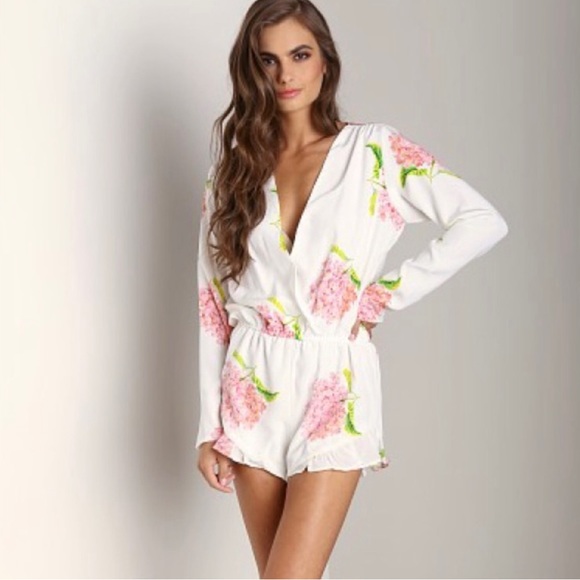 Stone Cold Fox Pants - STONE COLD FOX Silk Love Romper Jumper in Hydrangea Bloom Floral Print Sz XS/S